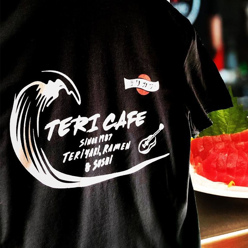 Custom screen printed staff shirts for a local business