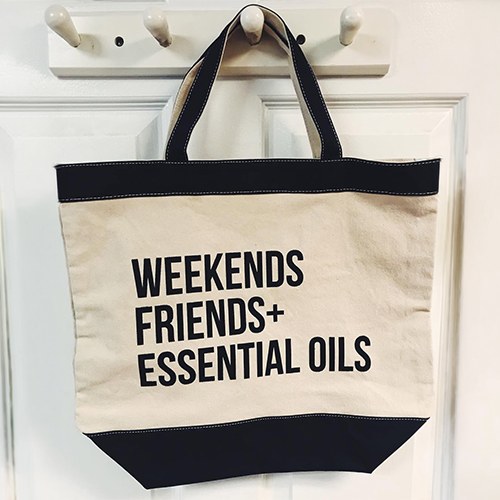 Custom printed tote bag from a live printing event